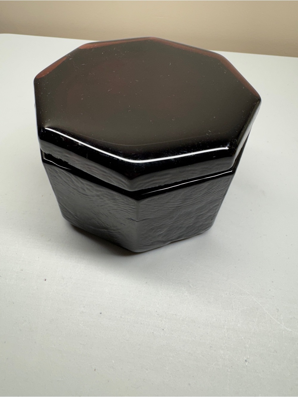 Octagonal Art Glass thick & heavy Accent Dish with lid